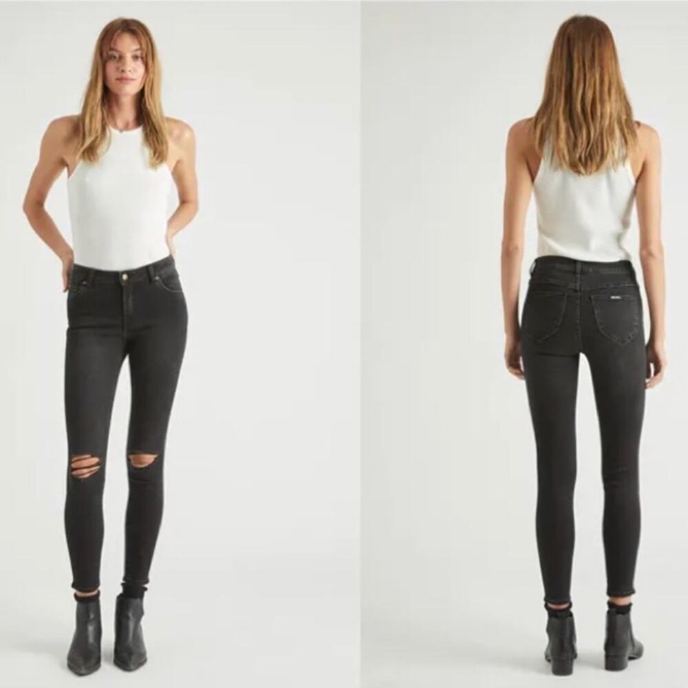 ROLLA'S Black Distressed  Westcoast Ankle Midrise Skinny Jeans Sz 30